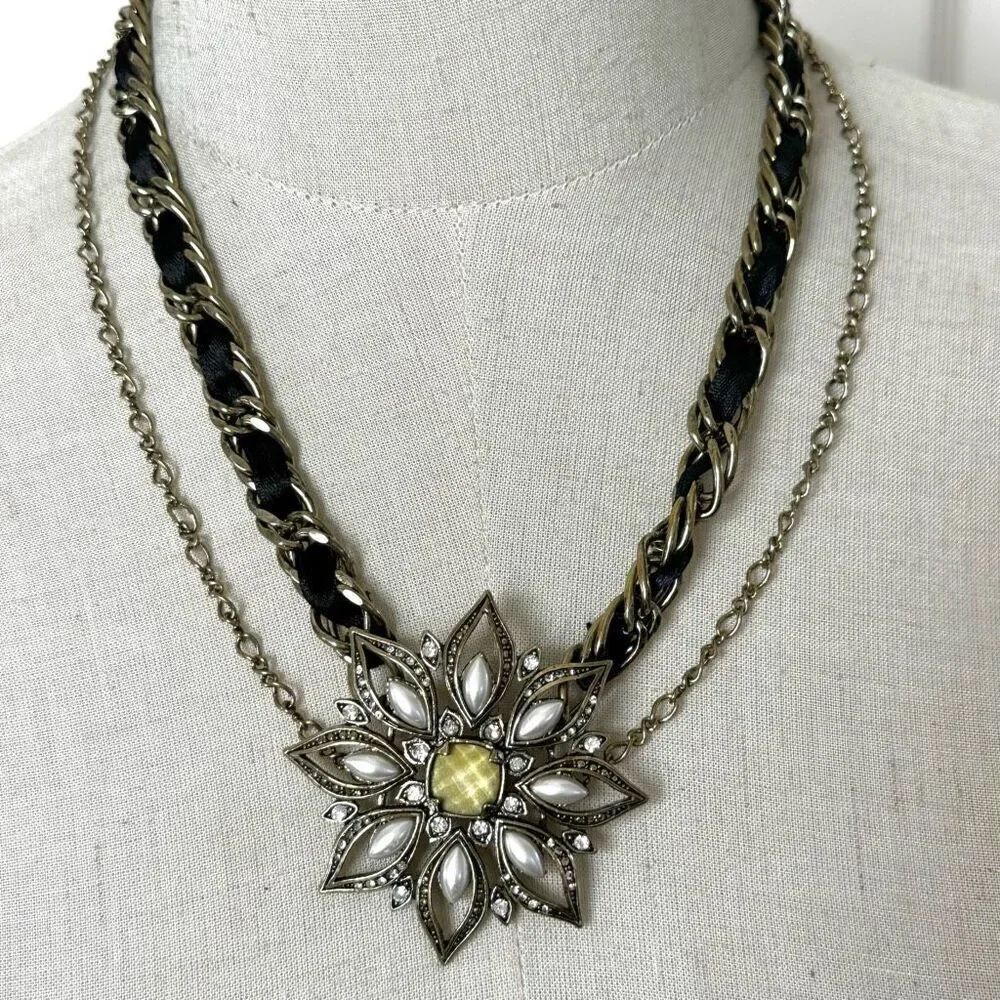 Lydell NYC floral multi strand necklace